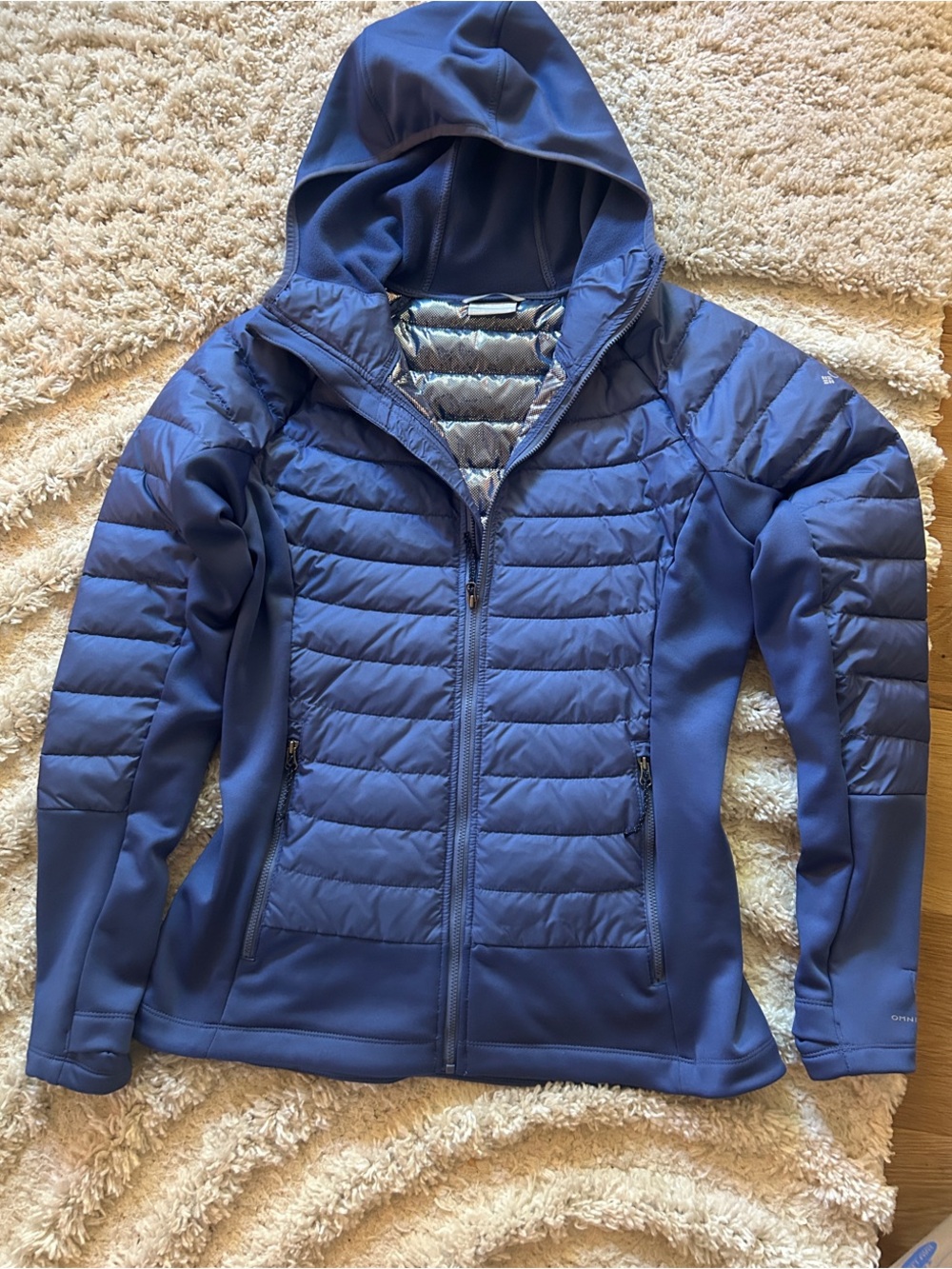 Columbia Women's Blue Quilted Hybrid Hooded Jacket